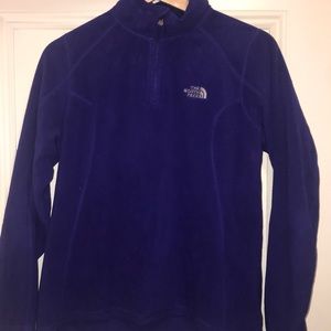 Blue north face fleece quarter zip sweatshirt